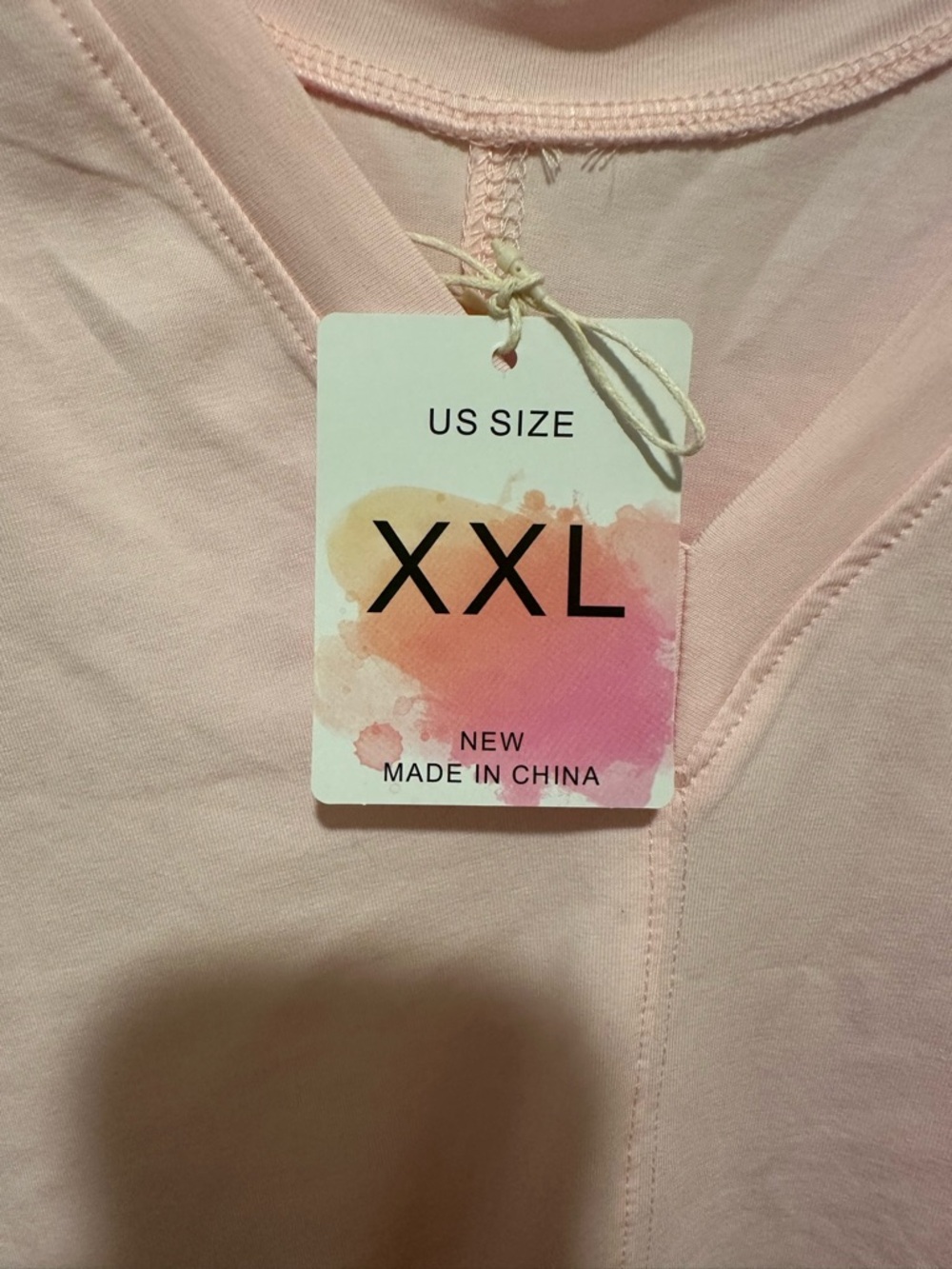 Light Blush V-Neck Tee Dress with Size Tag - Picture 4 of 10